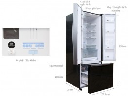 Tủ lạnh 3 cánh Hitachi R-WB545PGV2 (GBK), 455 Lít, Màu đen