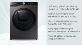 Máy giặt sấy Samsung Addwash Inverter 9.5kg WD95T754DBX/SV