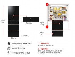Tủ lạnh Hitachi Inverter 520 lít R-HW540RV XK