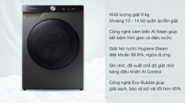 Máy giặt Samsung AI Inverter 9kg WW90TP44DSB/SV