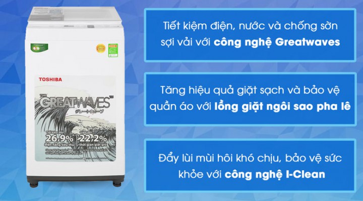 Máy giặt Toshiba 7 kg AW-K800AV(WW) Mới 2020